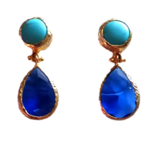 Turquoise  and royal blue agate earrings